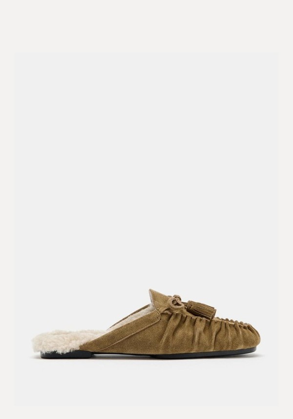 Split Suede Mule Loafers 