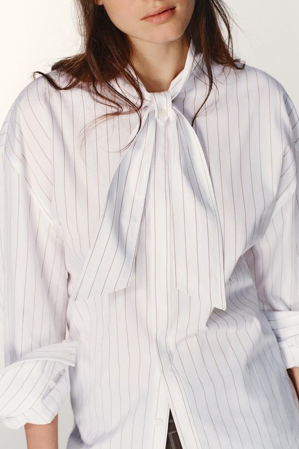  Striped Poplin Shirt With Pocket Square